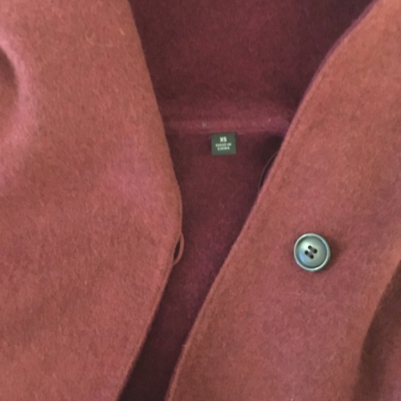 Uniqlo double faced wool blend coat with hood - maroon - oversized XS - Picture 15 of 15